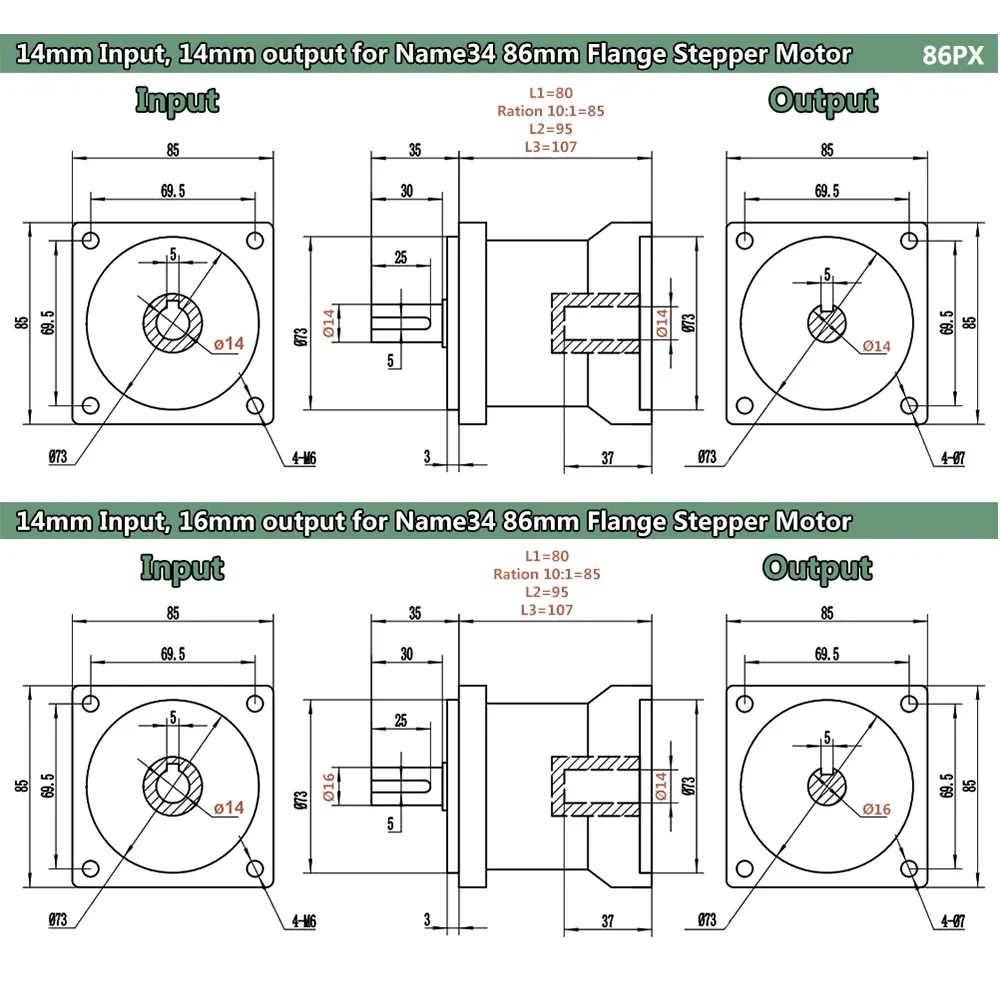 Nema 34 Planetary Gearbox Motor Reducer 86mm Stepper Motor