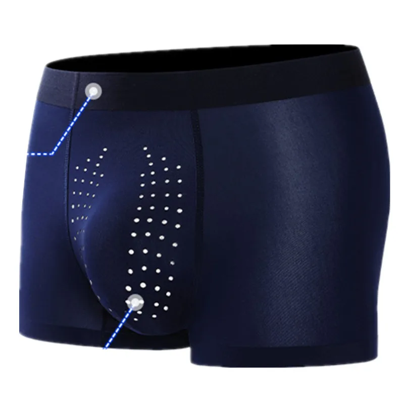 

Men Underwear Boxer Shorts Homme Solid Ice Silk Pantie Man Breathable Mesh U Convex Pouch Underpants Calzoncillo Plus Size L-4XL