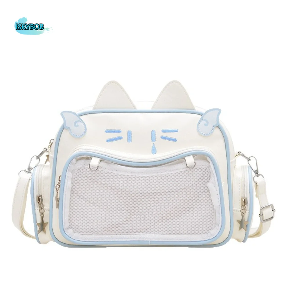 

Portable Adge Display Cute Cat Itabag JK Kawaii Anime Badge Show Transparent Pocket Bag Storage PU Leather Y2K Shoulder Bag Girl
