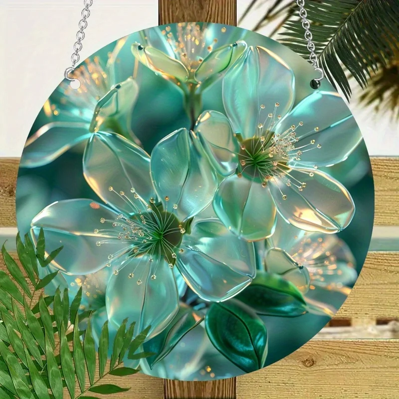 A 2D acrylic translucent crystal flower plant illustration, home decoration, patio pendant, farmhouse welcome sign new home gift