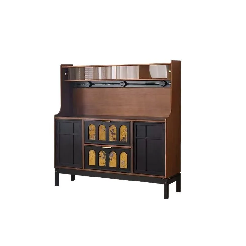 dining side cabinet, living room wall locker, multi-functional coffee machine integrated retro dining side cabinet with drawers