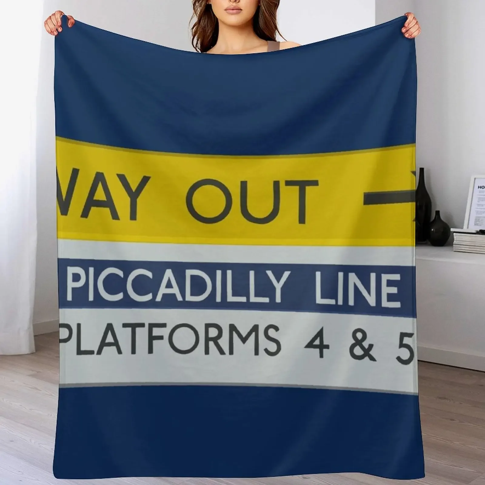 New London Underground Way Out Sign (Picadilly Line) Throw Blanket Custom Hair Blankets