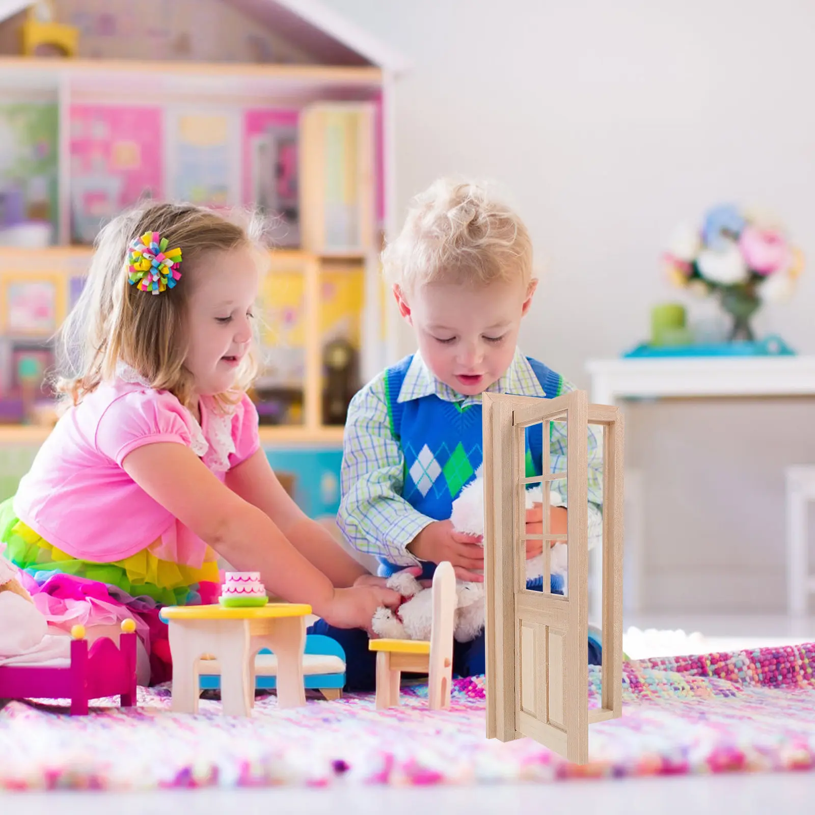 

Набор миниатюрных дверных украшений цвета хаки, деревянные аксессуары для мебели, миниатюрный ландшафтный декор для дома, сада, моделирования дверей