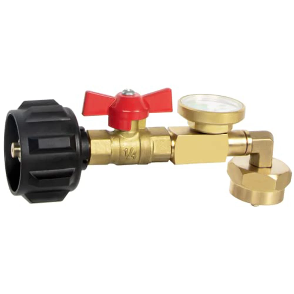 1 Lb Propane Refill Gauge Reliable Performance Solid Brass Adapter With Valve And Gauge For 1 Lb Propane Bottles