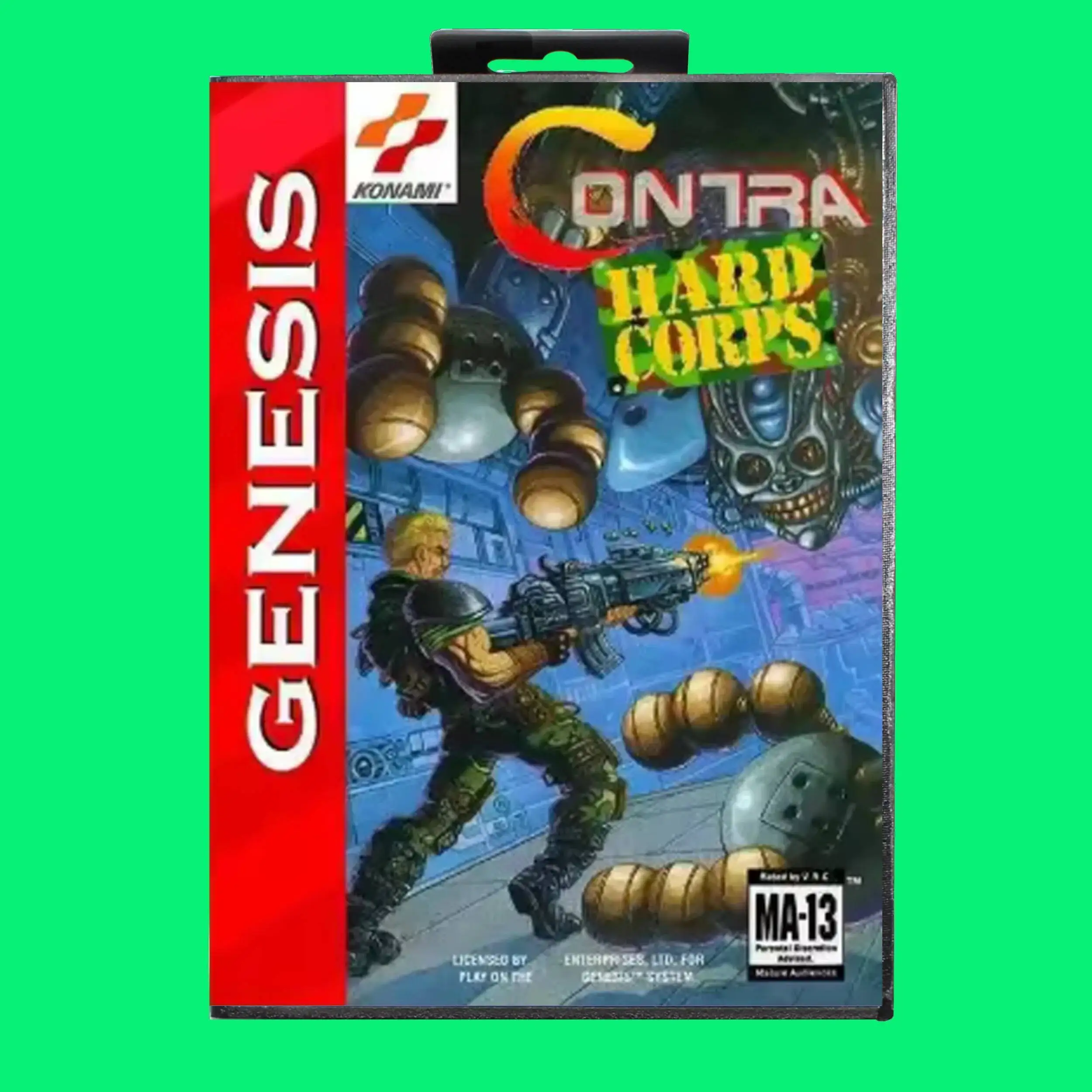Contra Hard Corps NTSC MD 게임 카드, 세가 메가드라이브 제네시스 비디오 게임 콘솔 카트리지용, US 박스 포함, 16 비트