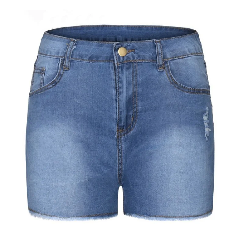 Große, sexy, zerrissene Denim-Shorts für Mädchen, 2022, neue hohe Taille, dünne Hüften, Stretch-Beinlänge, enge, enge Stretch-Hüften, Jeans für Damen