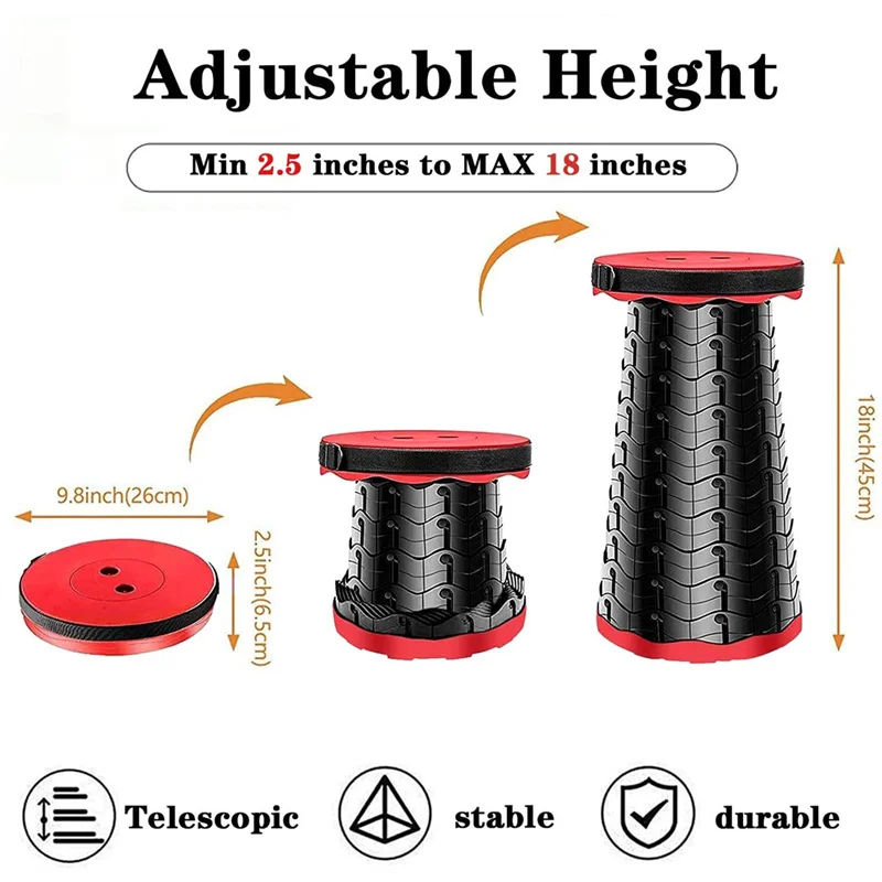 Tabouret télescopique pliant Portable épais, chaise de file d'attente de métro en plastique léger et pêche de Camping en plein air avec sac de transport