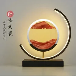 Glass quicksand painting desk lamp, decorative creative 3D bedroom atmosphere nightlight USB charging touch dimming.