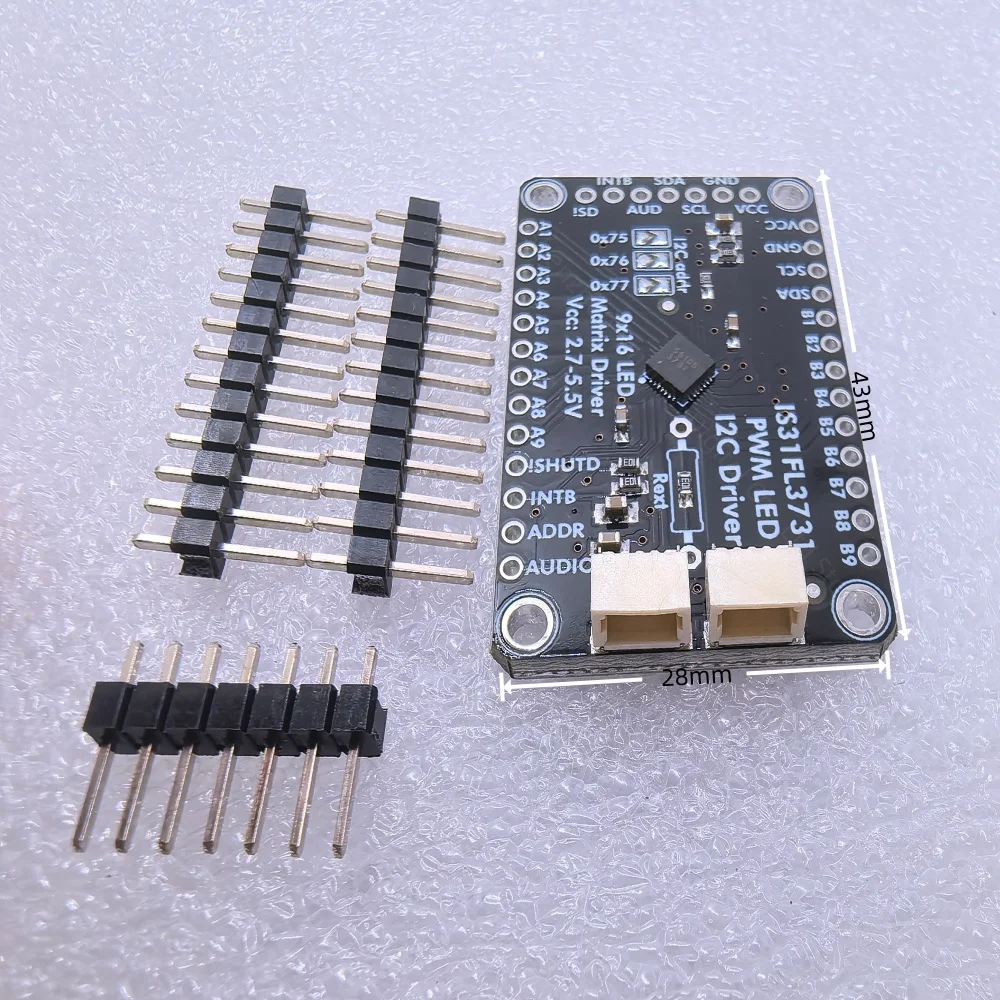16x9 Red LED Matrix Display Module 2.7V-5.5V I2C LED Driver Board Compatible with Arduino & Python Electronic Development