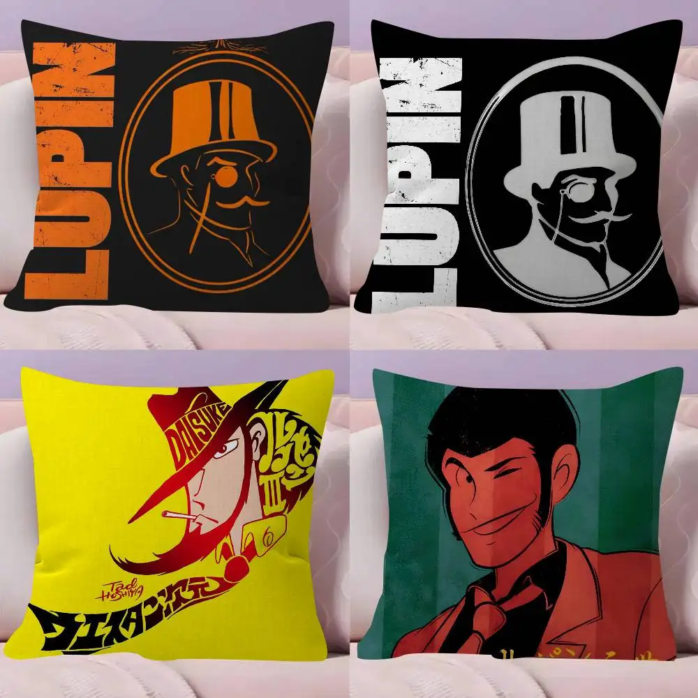 Lupin the Third anime Double-sided Printed pillow cover Short plush Suitable living rooms bedrooms sofas throw cushion cover