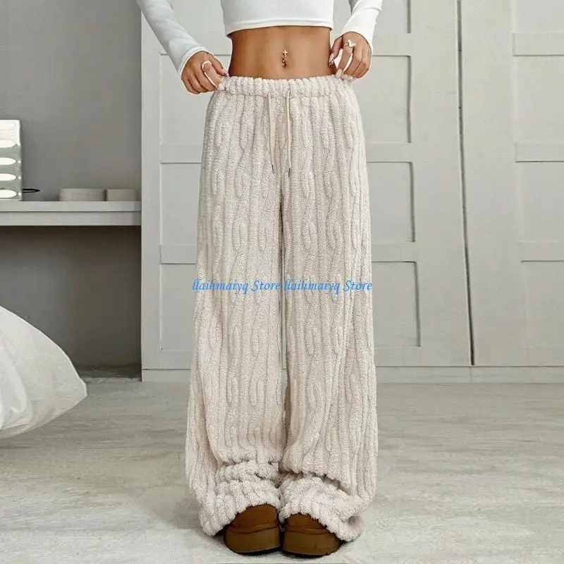 

573B Women's pajama pants, plush flannel, comfortable drawstring pants with pockets, warm winter pants