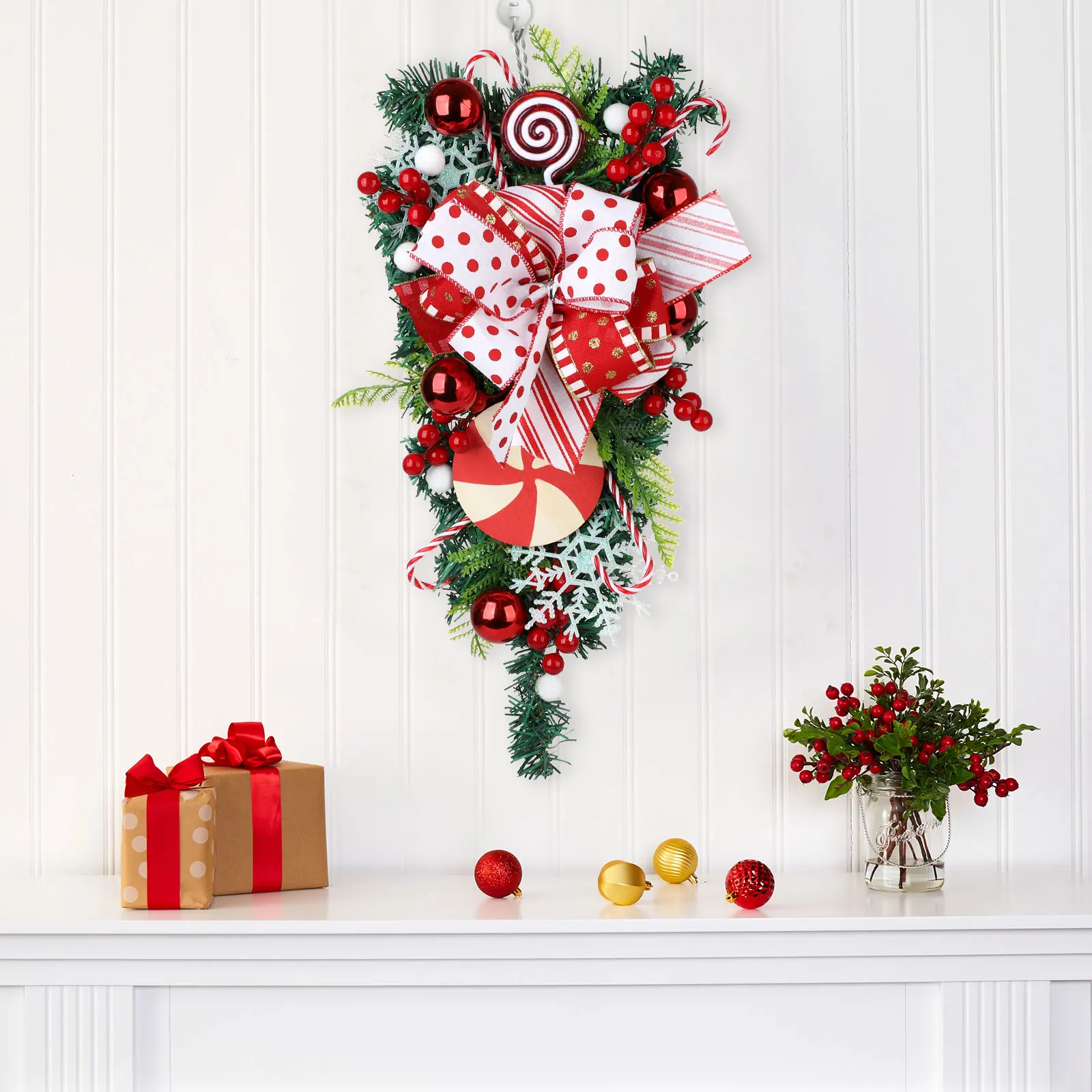 Xmas Decoration Christmas Tree Wreath Hanging Pendant Multicolor PVC Festive Atmosphere With Candy Simulation Garland