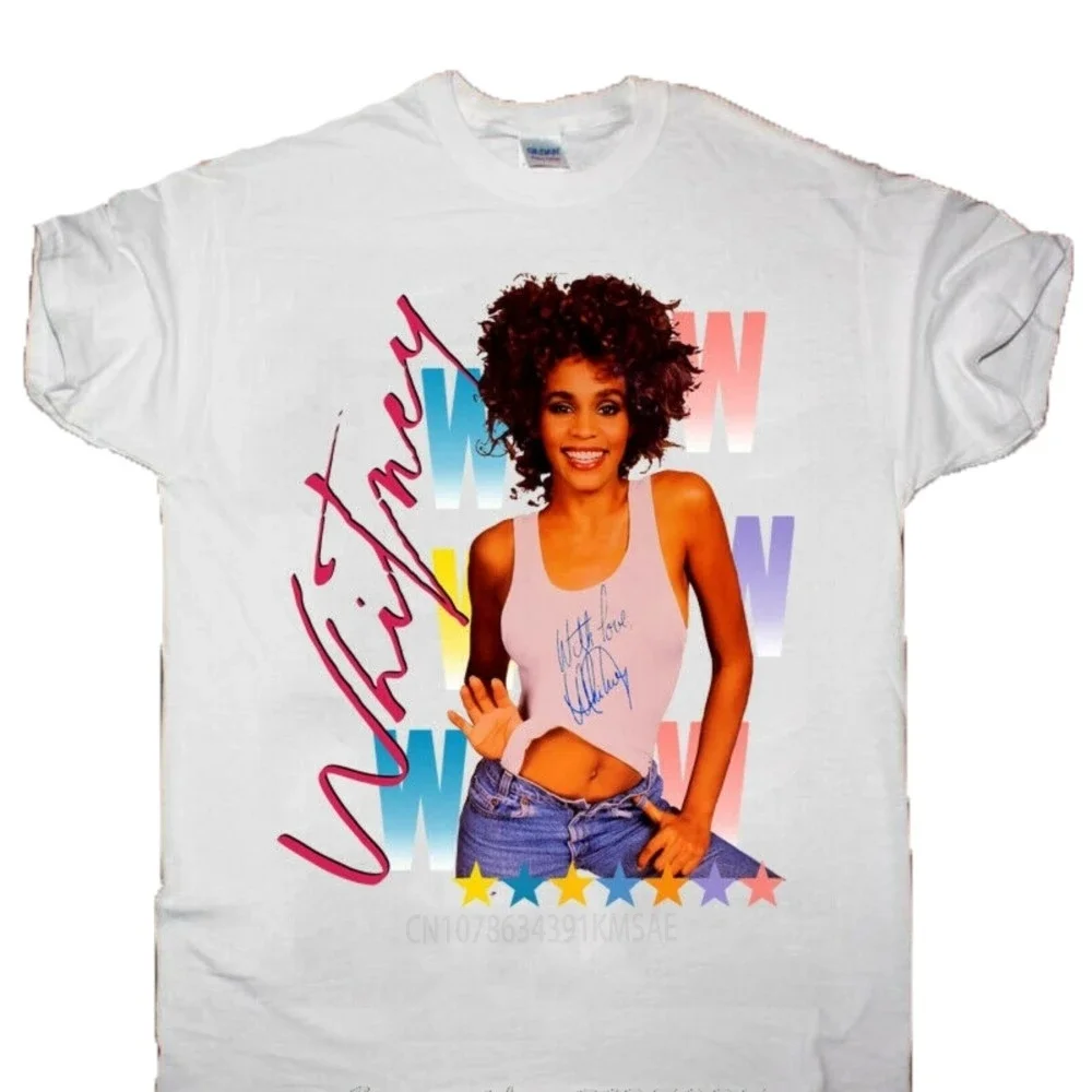 Funny Whitney Houston Shirt Vintage 1987 The Moment Of T-Shirt Reprint Double Side Men Cotton Tees Streetwear