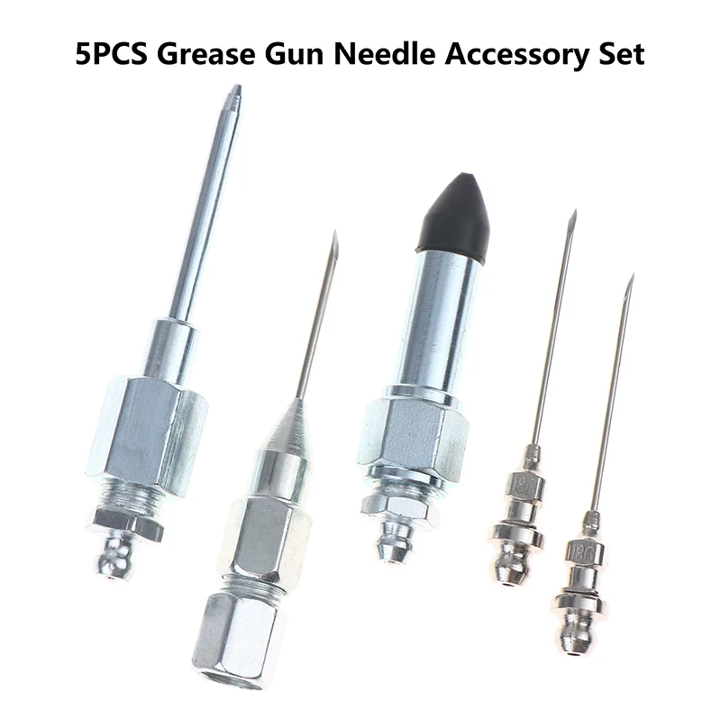 Grease Gun Needle Accessory Set with Rubber Coupler Adapter Detachable Nozzles for Narrow Tight Spaces - Dispenser Injector Kit