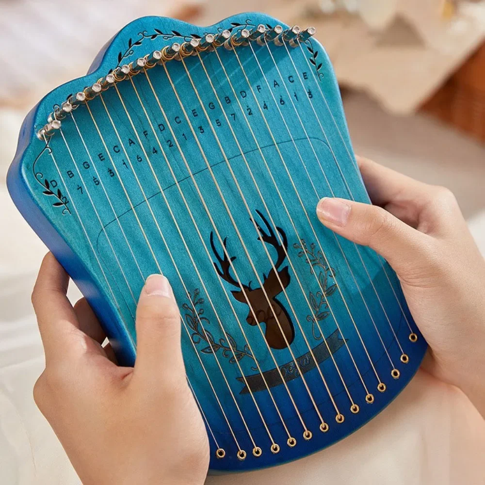 Cega 17 Strings Lyre Harp Portable Mini Fingerstyle Harp Professional Musical Instruments Beginners Small Harp Gift for Children