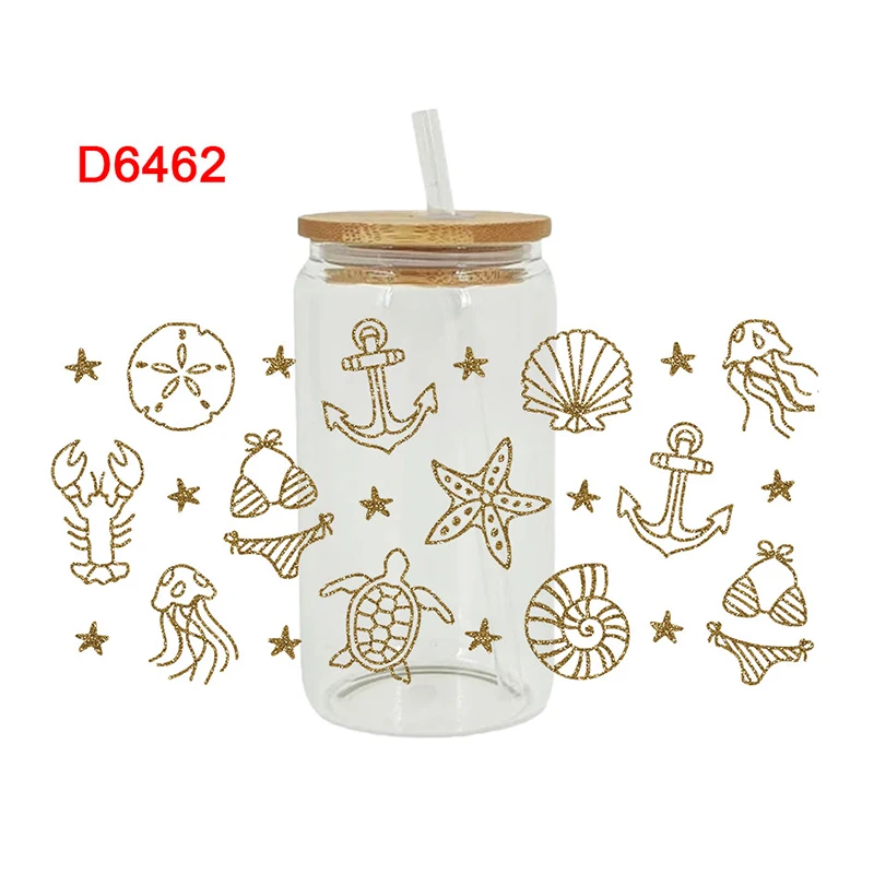 3D UV DTF Transfers Stickers, 16oz, Cup Wraps, Marine Animal Printed for DIY Glass Ceramic Metal Leather, Etc D6201 image 4