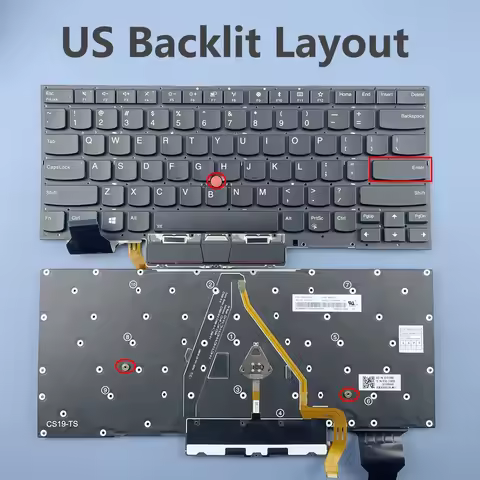 US Latin Hebrew Russian Estonia Backlit Keyboard For Lenovo Thinkpad X1 Carbon 7th Gen 2019 Type 20QE 20R1 Series Bluetooth Key