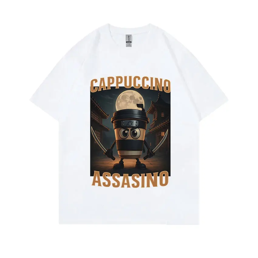 

Italian Brainrot Cappuccino Assasino Funny Meme T-shirt Unisex Casual Humor Oversized T Shirts Men Women Vintage Cotton Tshirt