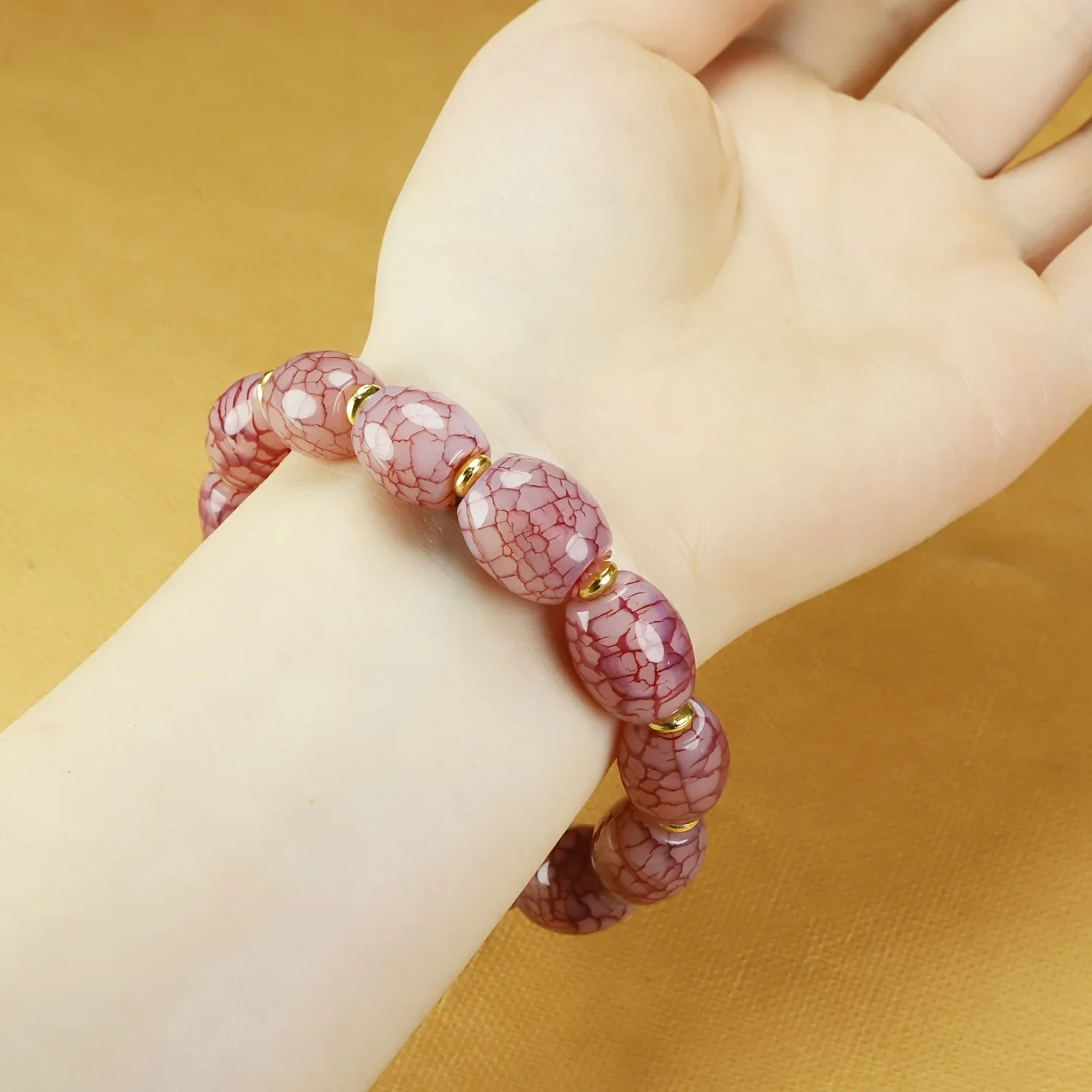 Pink and Purple Agate Crack Bracelet Daily Wear Versatile Jewelry Men and Women The Same Style
