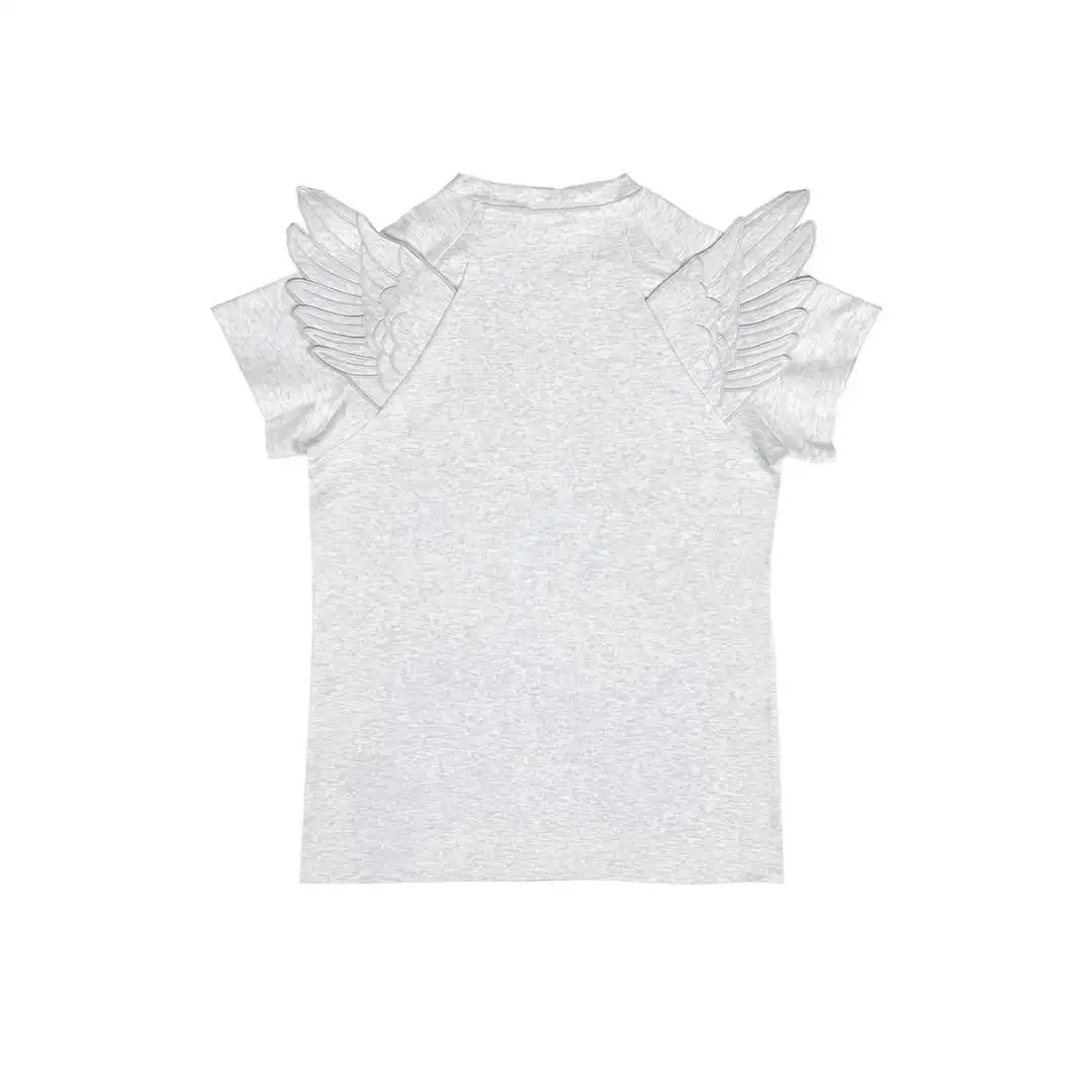 Korean Best Angel Short Sleeve T-Shirt Retro Plain White Letter Print Casual Sweatshirt Y2K American Gothic Women Harajuku Shirt