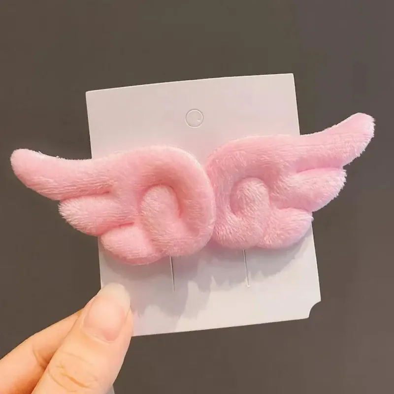 2Pcs Sweet Angel Wing Plush Hair Clips Girl Bangs Cute Hairpin Simple Hairclip Ornament Fashion Hair Accessories Side Clip - view 2