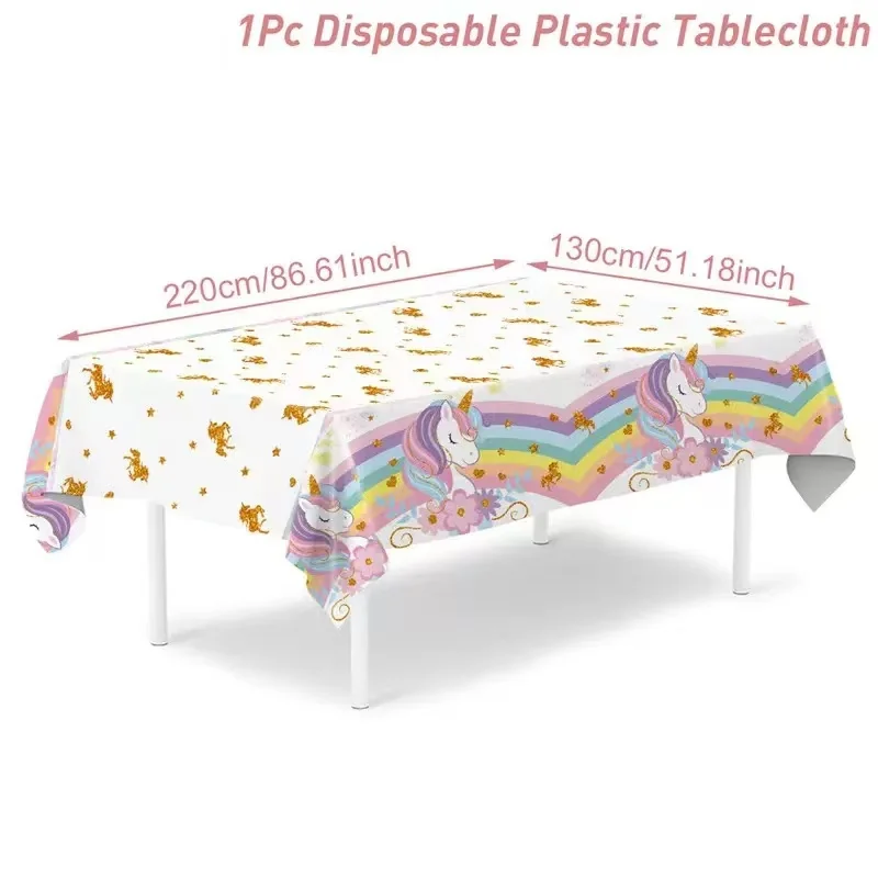 Einhorn Party Einweg Tischdecke Einhorn Geburtstag Party Dekoration Mädchen Einweg Geschirr Tischdecke Mädchen Baby Dusche – Detail 5