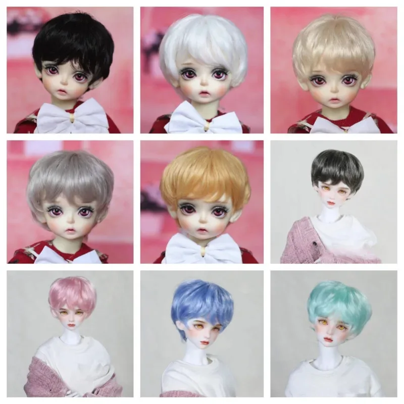 

1/6 1/4 1/3 Doll's Wig for 30/45/60cm Male Bjd SD Doll Short Hair Slightly Rolled Girl Toys Dress Up Doll Accessories, No Doll
