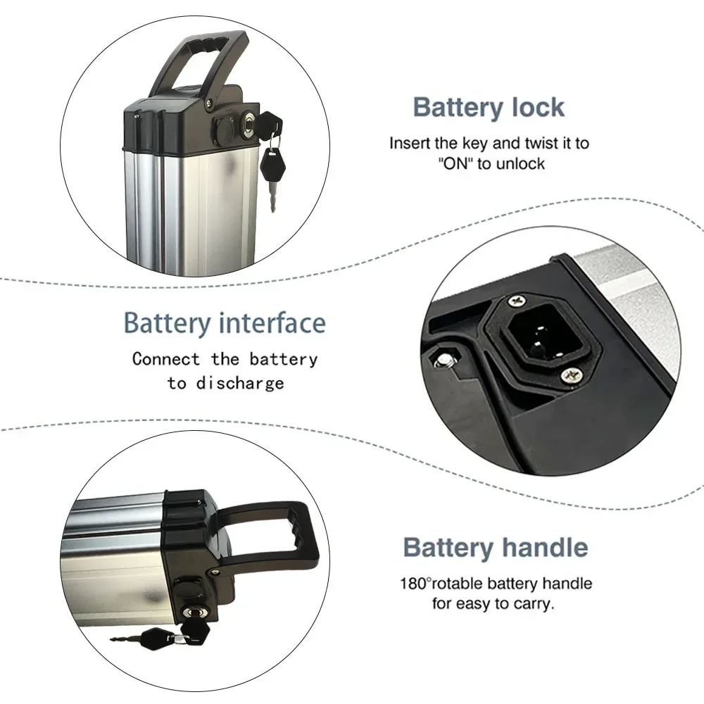 HaiBa Electric Bicycle Battery 36V 15Ah 15000mAh Li-ion Rechargeable Battery Pack Long Life with Original Charger