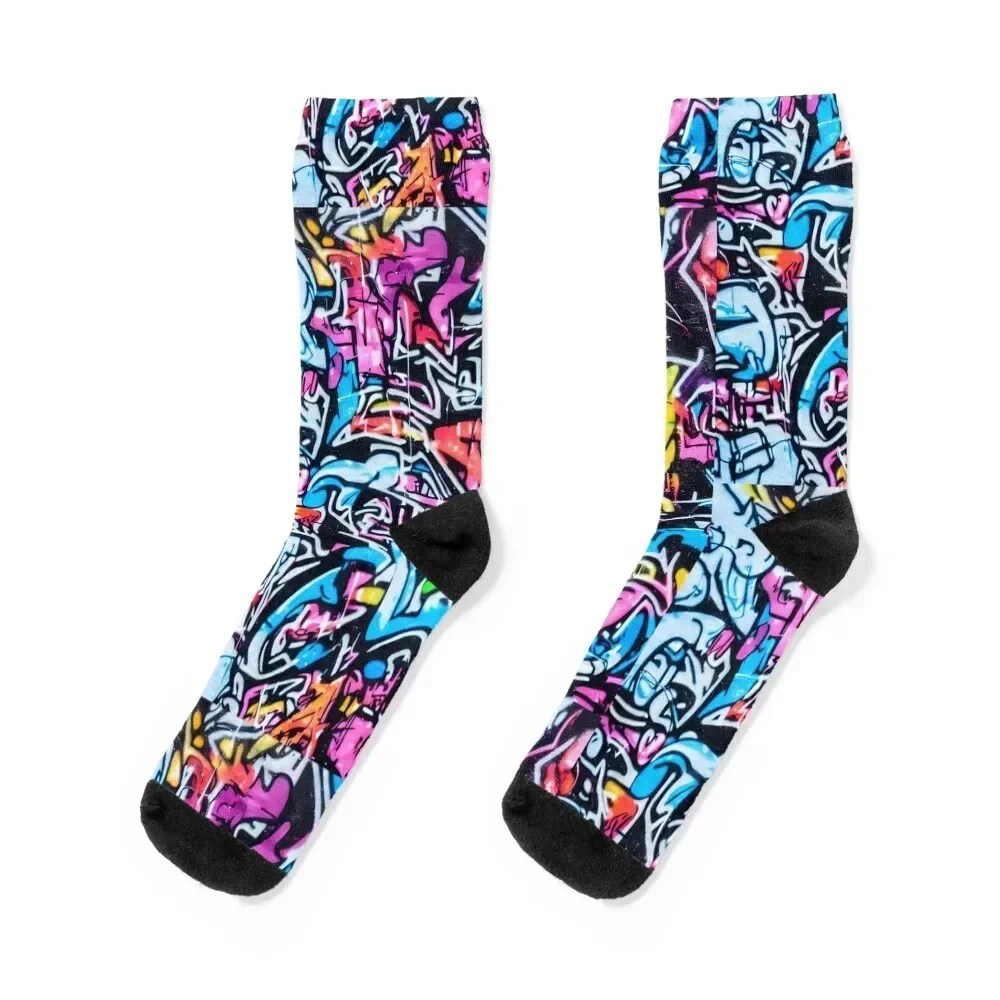 

Multicolor graffiti street art tags wallpaper Socks Antiskid soccer anime Boy Child Socks Women's