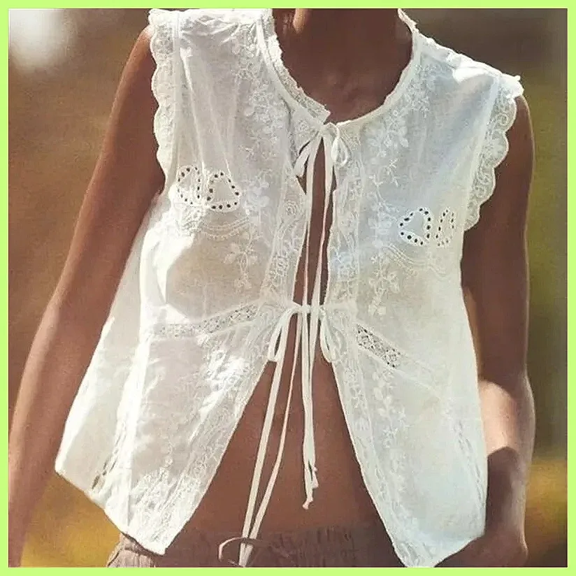 

Women's Lace Peplum Tank Top V-Neck Sleeveless Ruffle Crop Vest Summer Streetwear