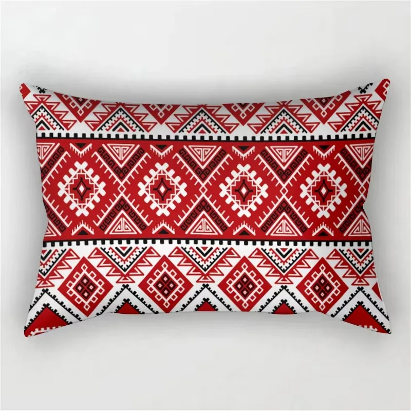 30X50cm Red Series Striped Geometric Pattern Printing Decoration Living Room Backrest Home Polyester Rectangular Pillowcase