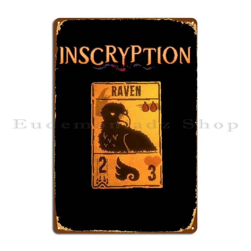 Inscryption Psychological Horror Raven Card Game Halloween Scary Spooky Metal Sign Design Cinema Garage Bar Cave Tin Sign Poster