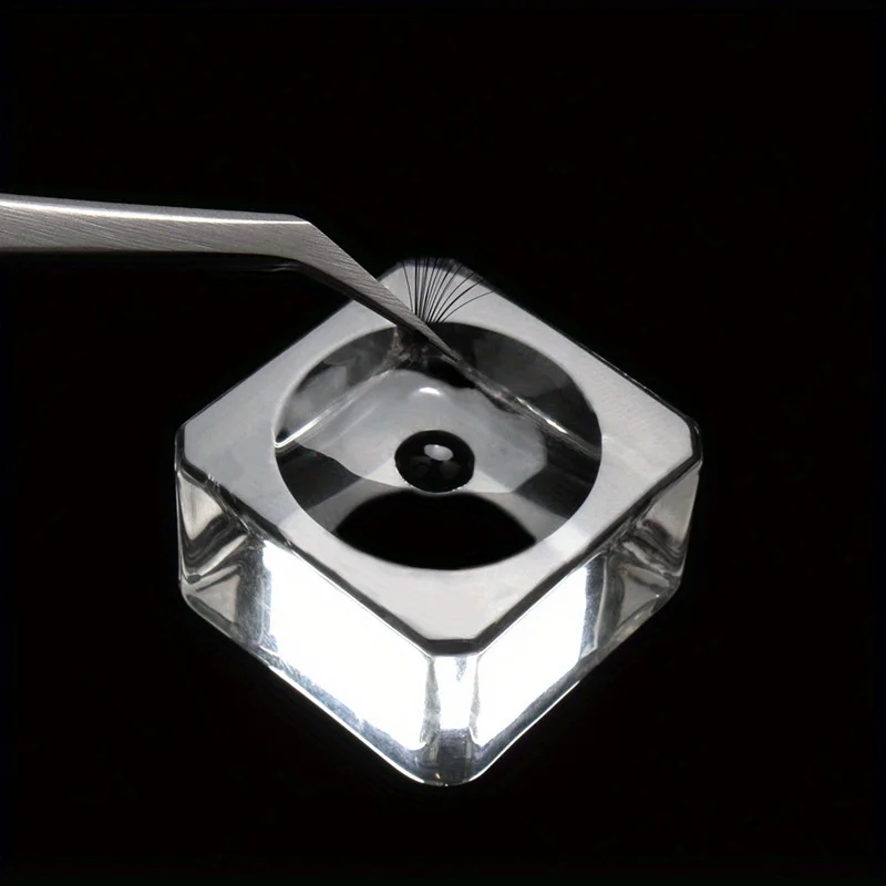 正方形クリスタルガラスガスケットつけまつげスタンドグルーパッド4サイズグルーホルダーつけまつげ接着剤パレットペーストグルーパッドメイクアップツール