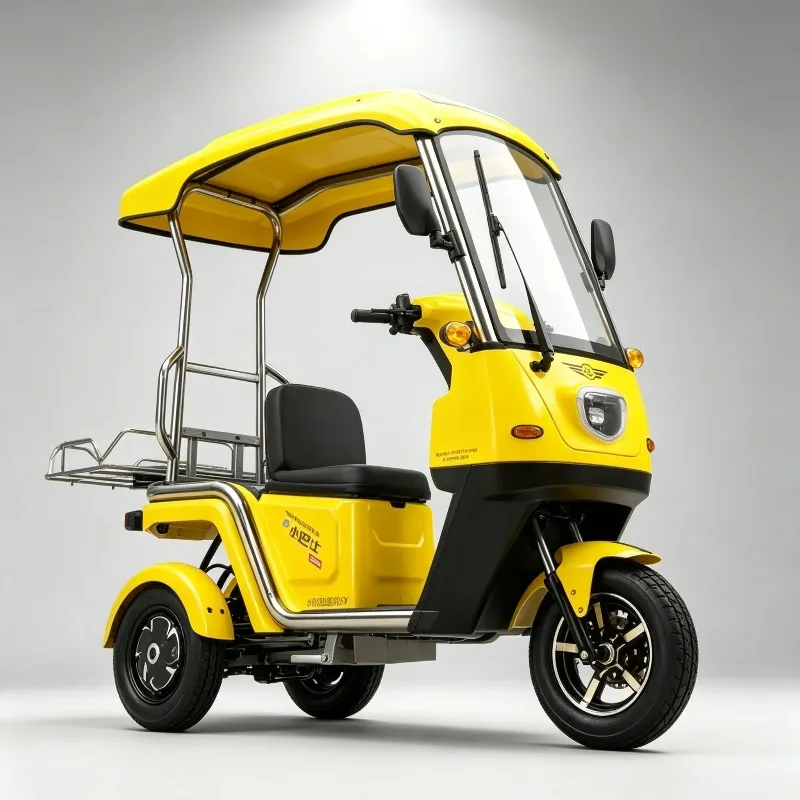 3-Wheel Electric Tricycle with Canopy Non-Tipping Wobble Scooter for Food Delivery & Courier Riders
