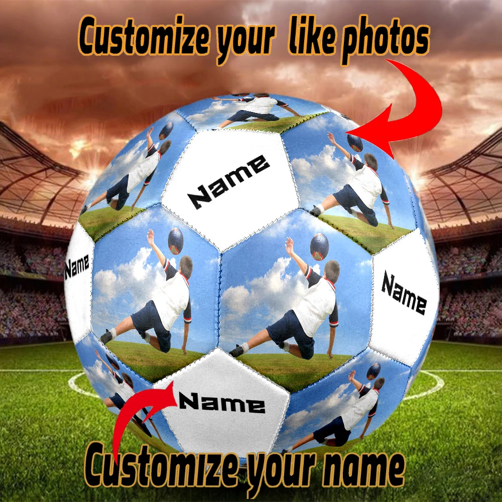 Custom Name Personalized Photo Soccer Ball Machine-Stitched Indoor/Outdoor Universal Football Ideal for Soccer Enthusiasts Gift