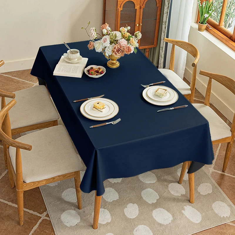 VIKAMA Solid Color PU Table Cloth Waterproof Stain Resistant Rectangular Table Cover For Restaurant Dining Table
