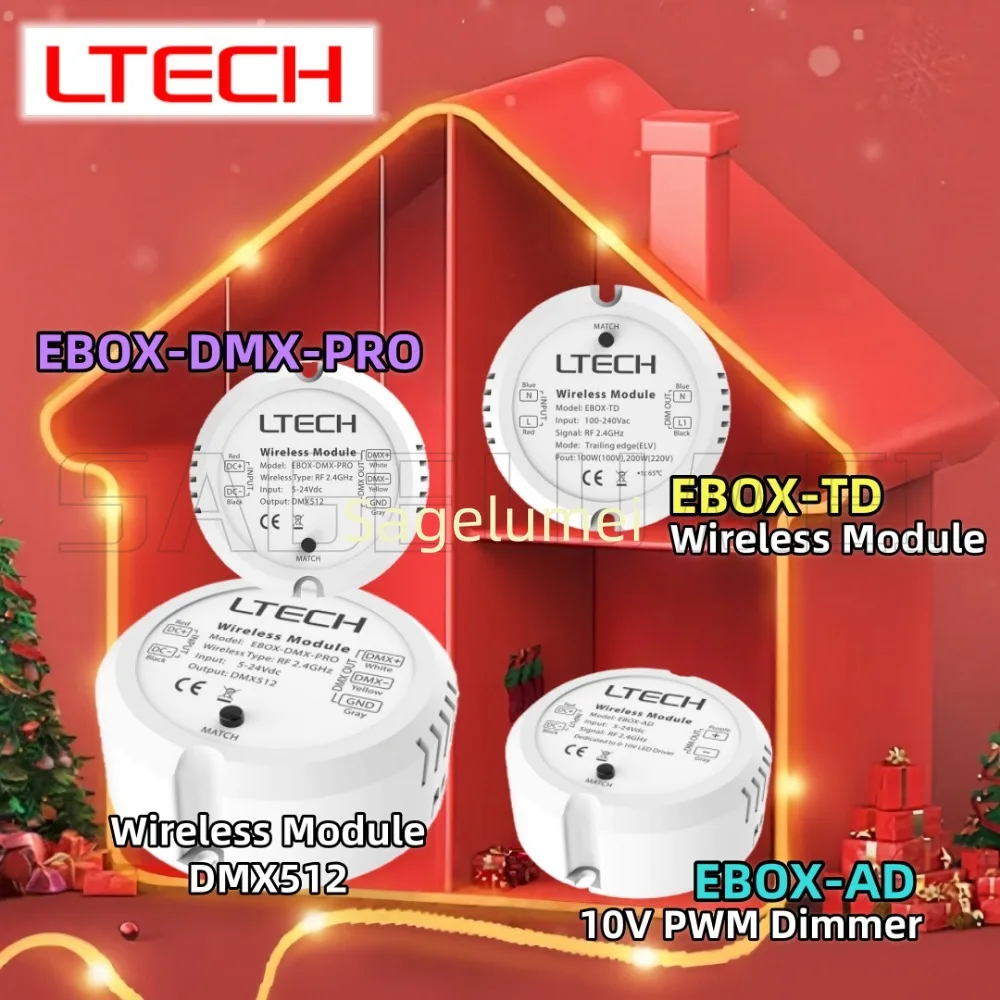 AC100-240V DC12-24V LTECH Wireless Module 10V PWM Dimmer DMX512 Controller EBOX-TD/AD/DMX-PRO For Incandescent lamp Dimming Lamp