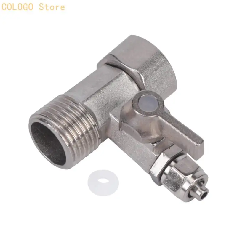 Water Line Split Piece 3 Way Faucet Branch Fitting with Metal Body and Turn Handle for Filter Connection Home Use D0LD