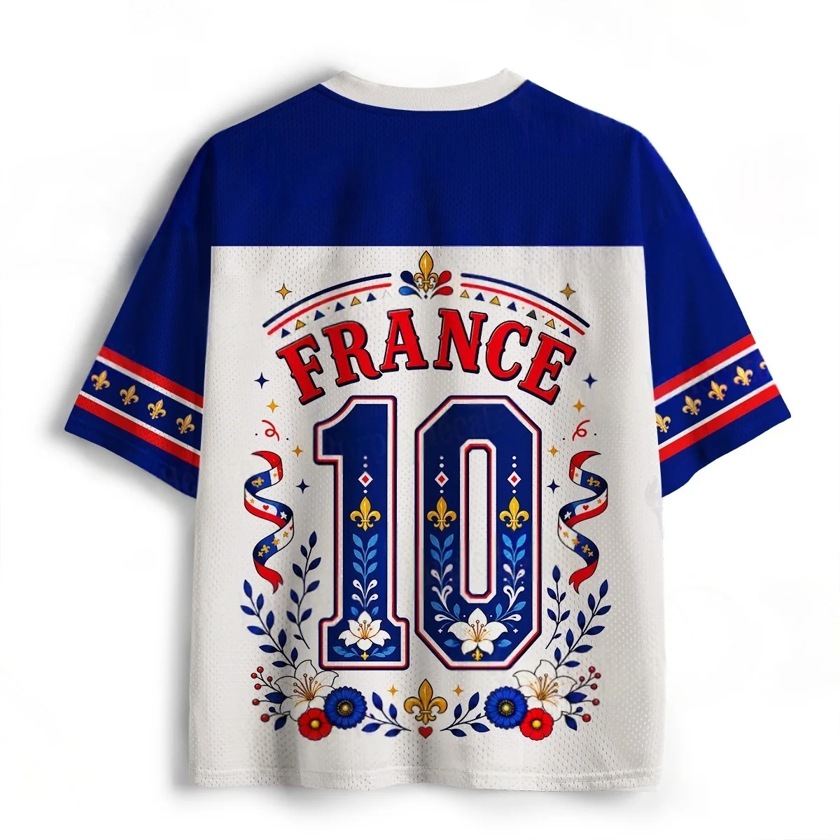 FRANCE Cartoon Poodle Lily and Iris Emblem 3D Printed Support Jersey for Adults and Children Breathable Loose T-shirt view 3