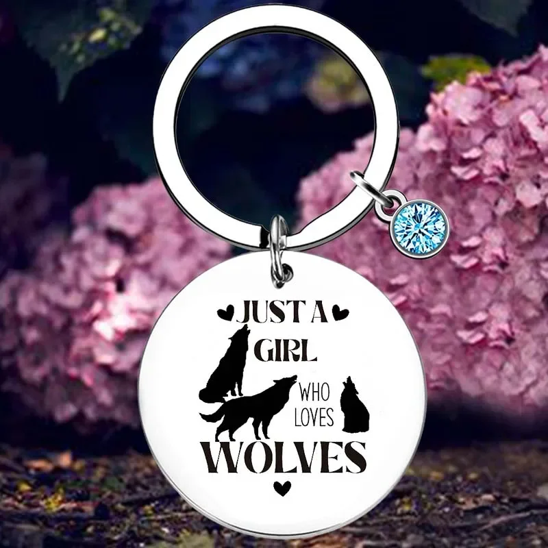 Wolf Lover Keychain Animal Lover Breeder Wolf Key Chain Pendant Jewelry Just A Girl Who Loves Wolves