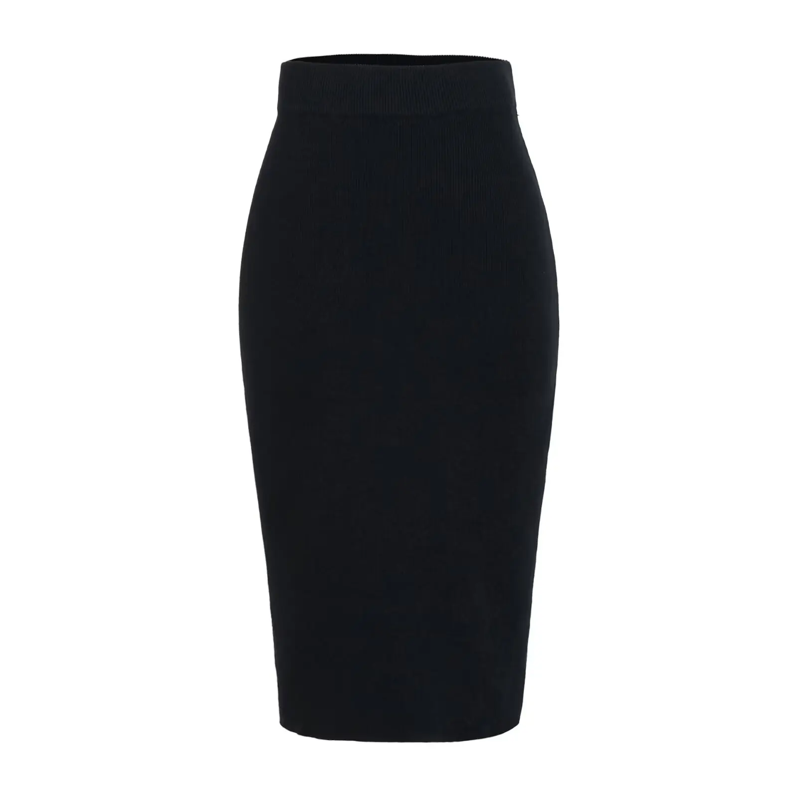 Damska seksowna spódnica bodycon o średniej długości, z wysokim stanem, elastyczna, dzianinowa, dopasowana, jesienno-wszechstronna, wyszczuplająca, o długości do połowy łydki.
