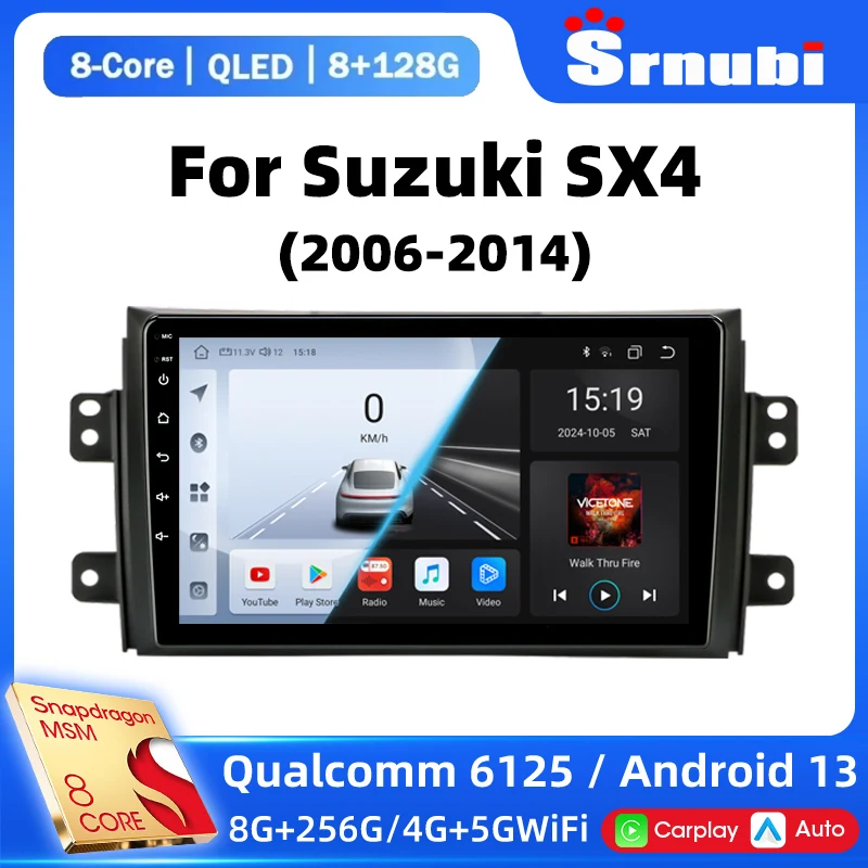 

Srnubi Android 13 Car Radio for Suzuki SX4 2006 - 2014 for Fiat Sedici 189 2005 - 2014 Multimedia Player Navigation 2din Carplay