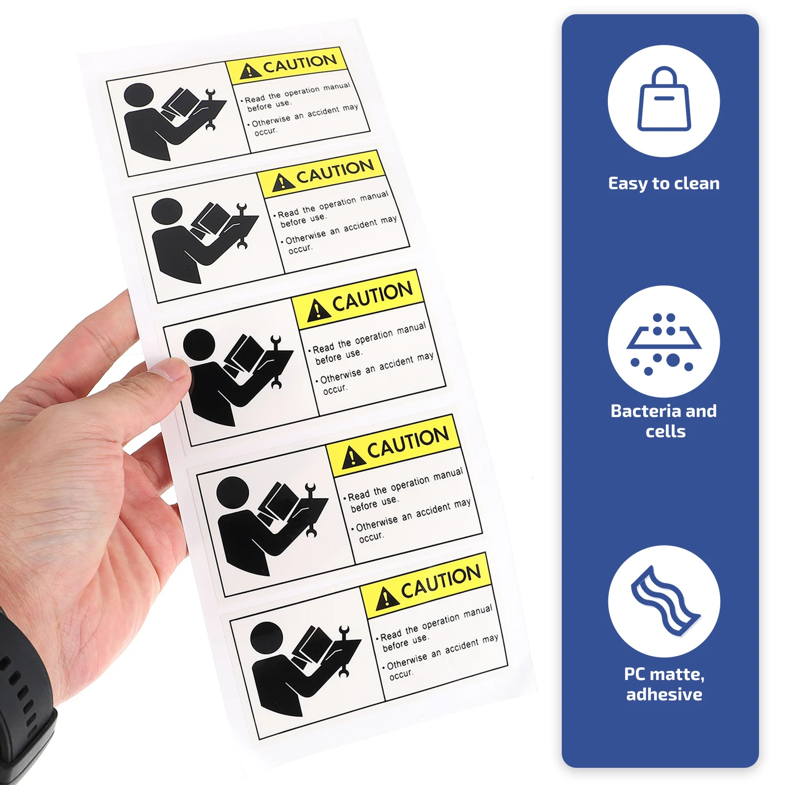 5Pcs Safety Warning Sign Sticker Reliable Caution Reading Instructions Warning Sticker for Equipment Maintenance Safety