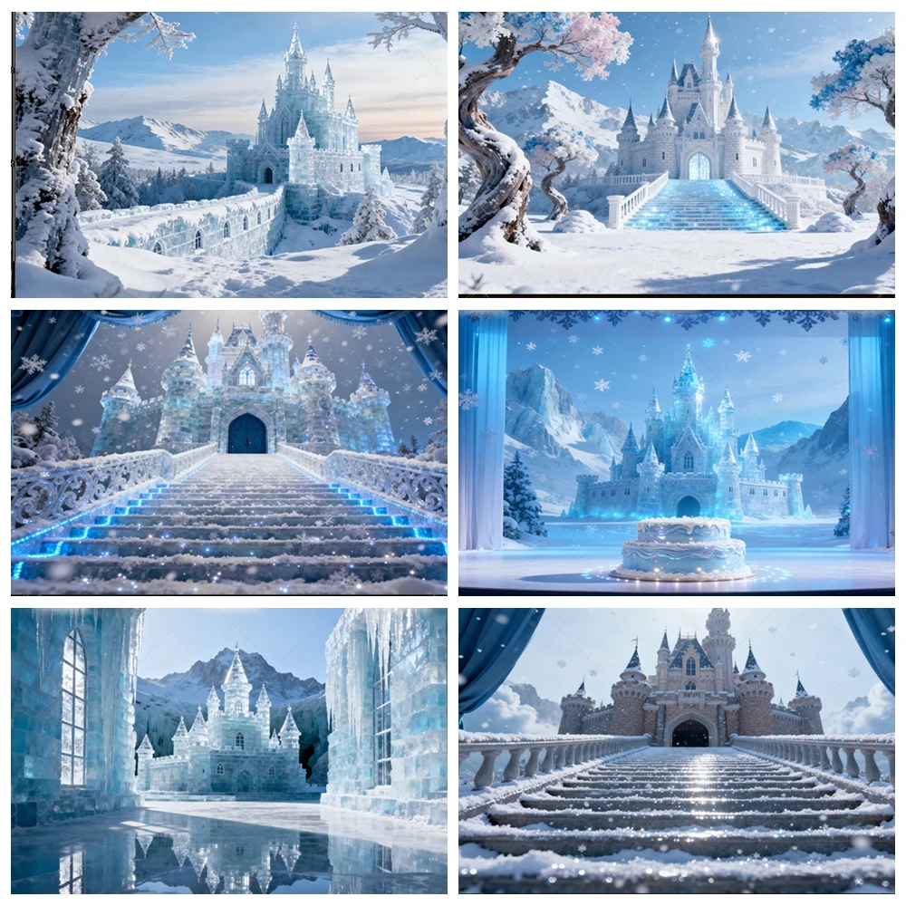 

Winter Ice Castle Photography Backdrop Snowy Froze-n Wonderland Kids Birthday Party Background Christmas Holiday Background