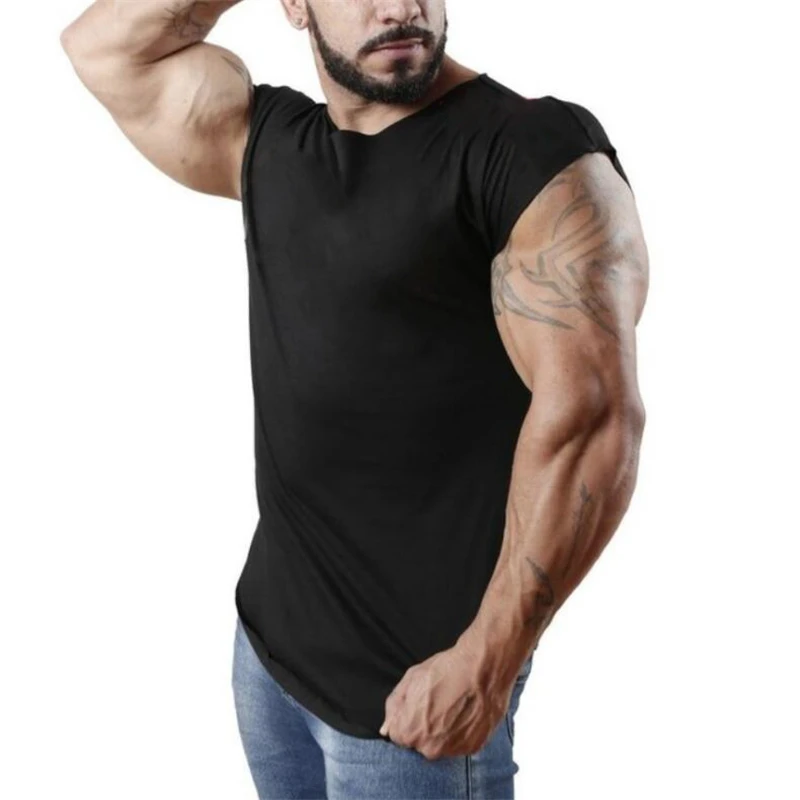 Plain Fitness Clothing Mens Casual Hip Hop Cotton Vests Slim Fit Sleeveless Breathable Shirts Gym Bodybuilding Muscle Singlets