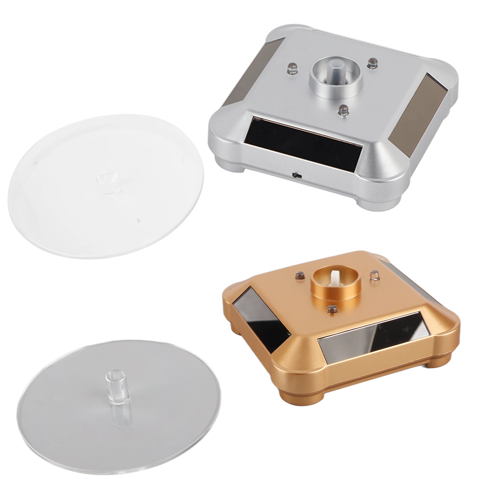 Rotational Display Stand Turntable Display Stand Solar Powered LED Electric Rotating Turntable Display Stand for Jewelry