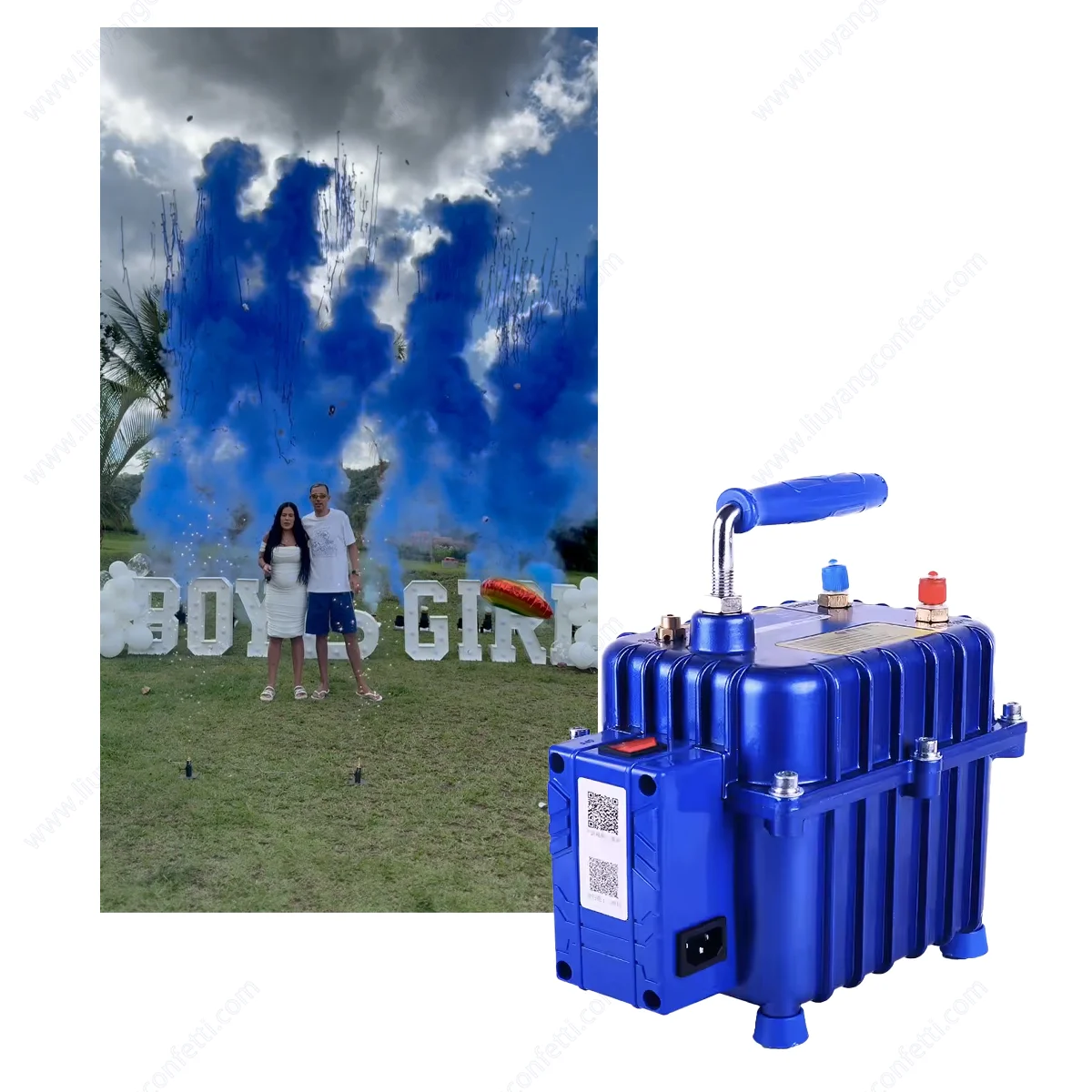 

Gender Reveal Holi Confetti Cannon Filling Gas Machine Changer Show Baby Shower Event Wedding Stage Night Club Concert Party Dj