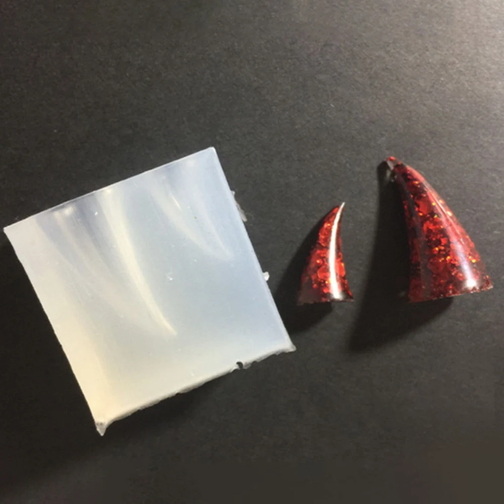 A96K-Devil Horn Silicone Mold Animal Horn Pendants Jewelry Making UV Resin Molds Dome Cabochon Epoxy Resin Molds