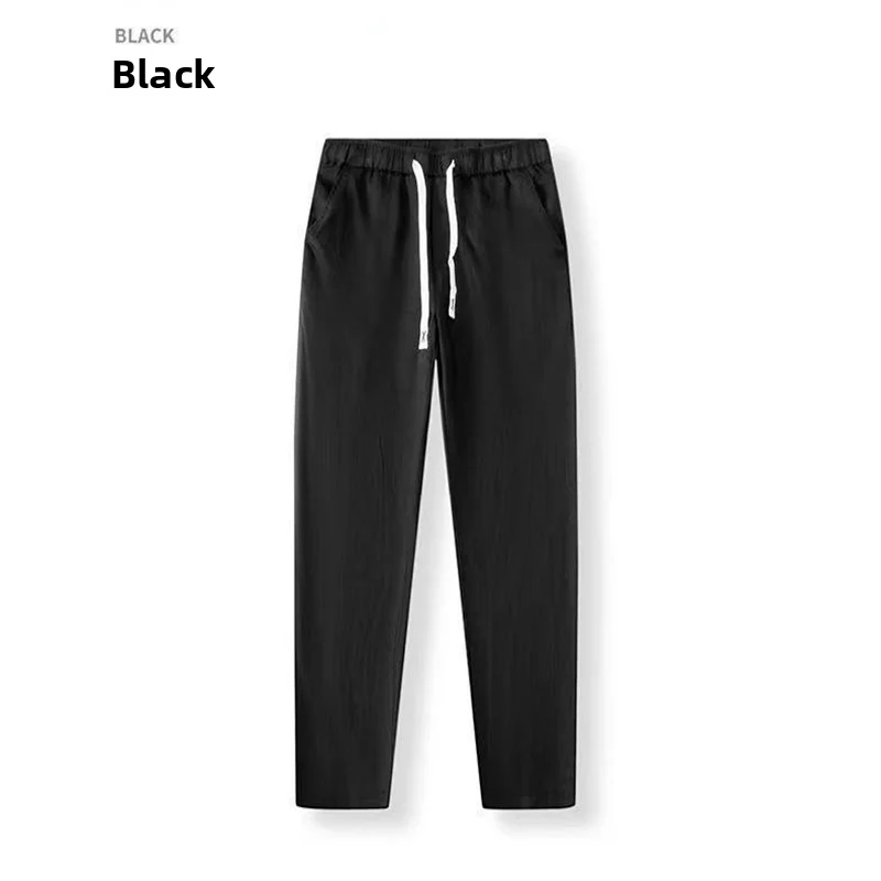 

Мужские повседневные хлопковые и льняные прямые брюки, однотонные свободные летние дышащие удобные повседневные брюки