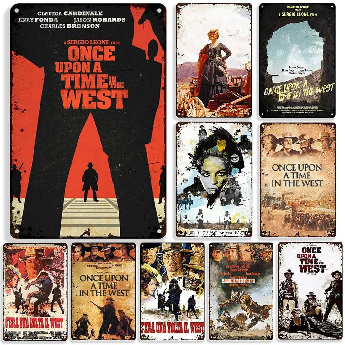 Once Upon a Time in the West Movie Metal Poster Bar Home Metal Plate Cafe Metal Signs Industrial Decor Plaque Wall Plate